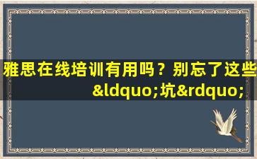 雅思在线培训有用吗？别忘了这些“坑” 否则你可能会“掉进去”